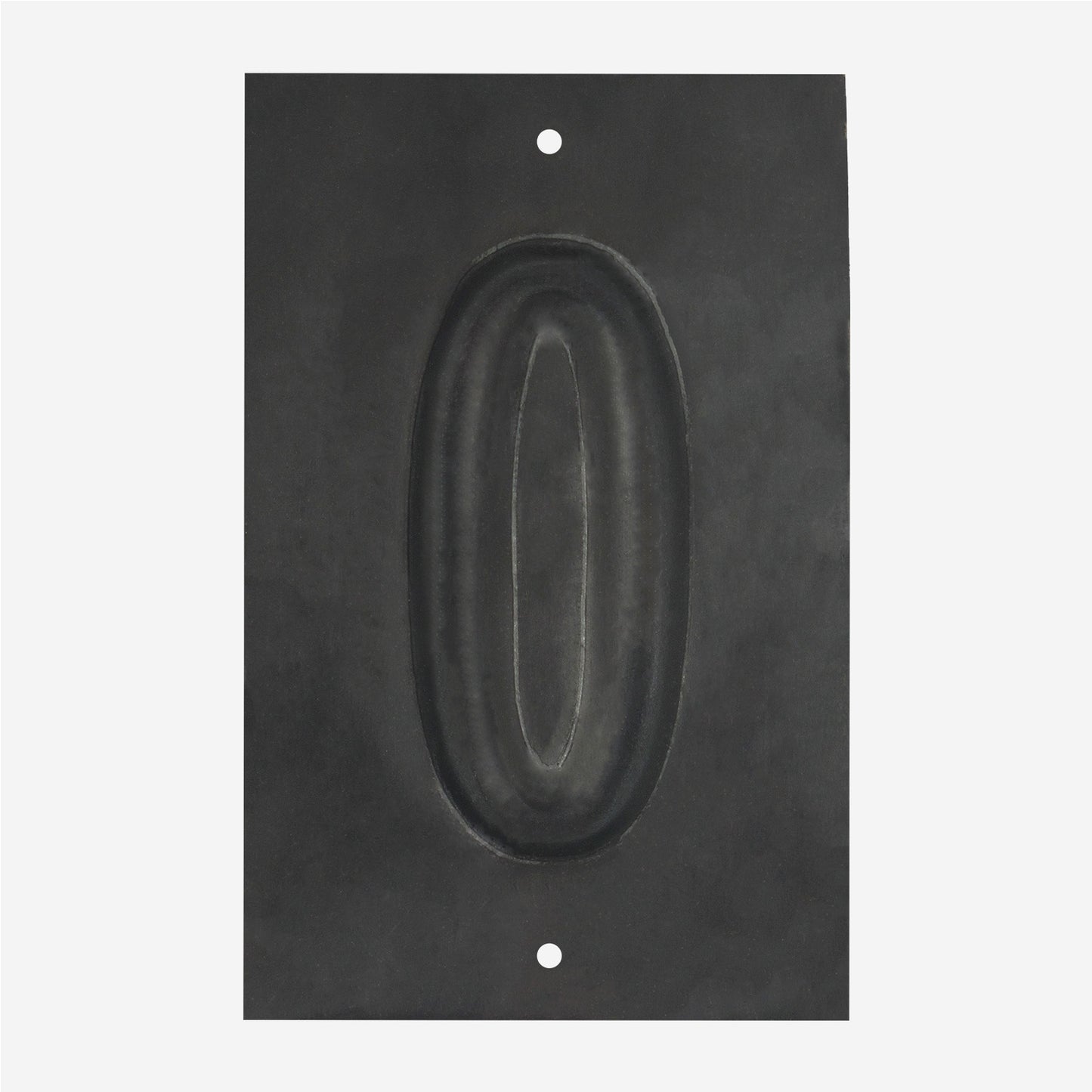 Embossed-metal-house-number-plate-charcaol-No.0-with-holes